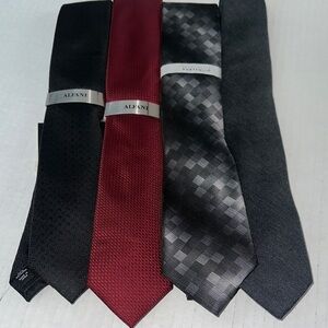 Alfani Men's Tie Collection - Black,‎ Burgundy, Charcoal BUNDLE